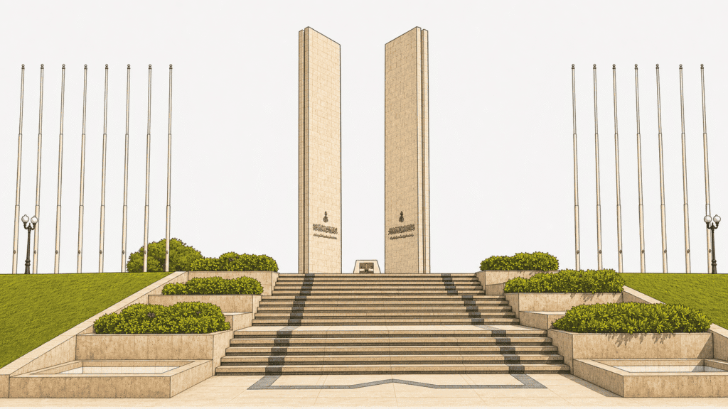 twin pillar memorial illustration Gujranwala